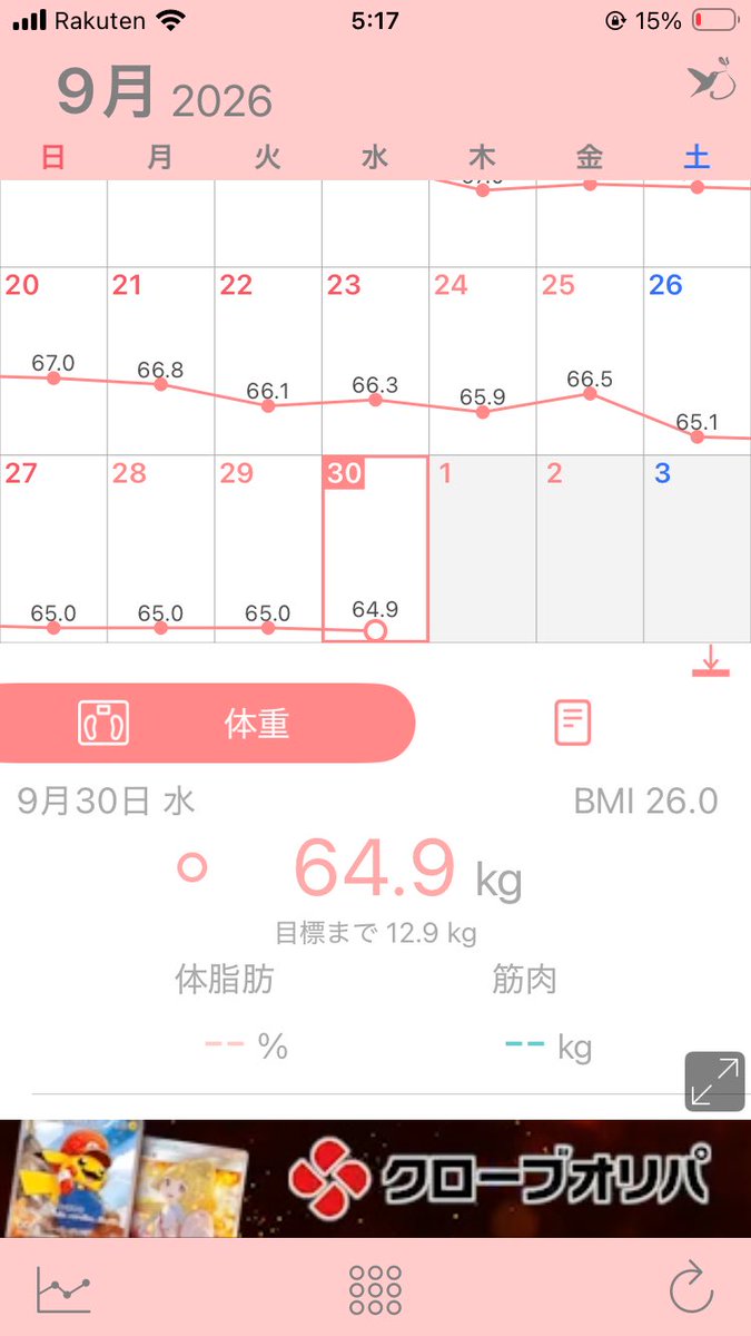 rchang_kim's tweet photo. 2026/09/30
マンジャロ5mg⑤本目6日目
max72kg(min値更新－7.1kg)

おはようございます。min値更新月末何とか64代で逃げ切ったー笑 今月は−5.1kg。卍打ってるけど効かないダメ卍を打ってるので(証人いる)月後半は己の拒食モードと🐸で痩せました。今日はバイトのweb面接頑張ります‼️ https://t.co/UlTlIa7oHp