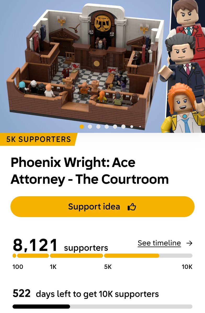 PlsAA7ComeOut's tweet photo. Yeah it's cool and stuff,
But you can also support the Ace Attorney lego set in lego ideas!
https://t.co/sPUqeHAwRi https://t.co/lQlRkWcC6I