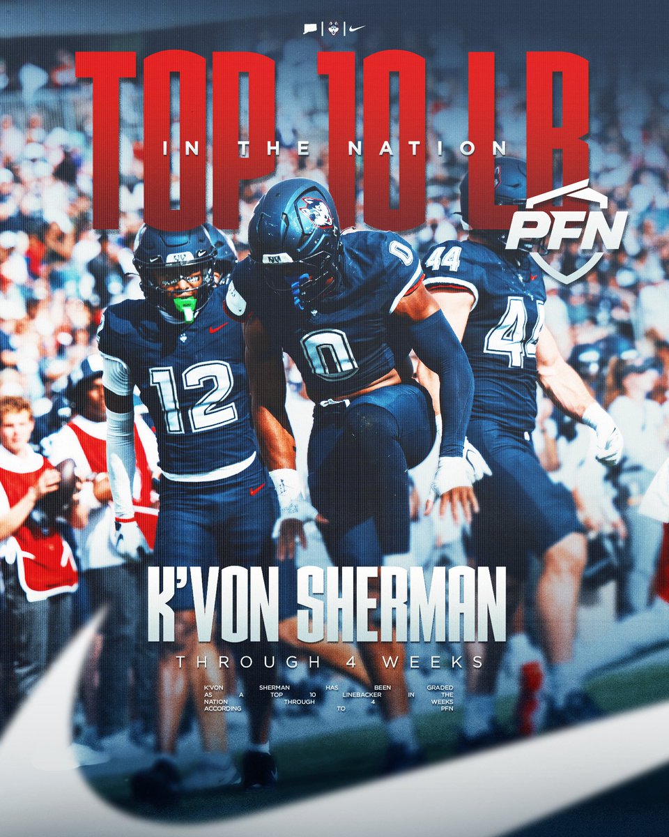 UConnFootball's tweet photo. @showtimesherm puttin’ in work through 4 weeks per @PFN365 https://t.co/iF6vDTzLwP