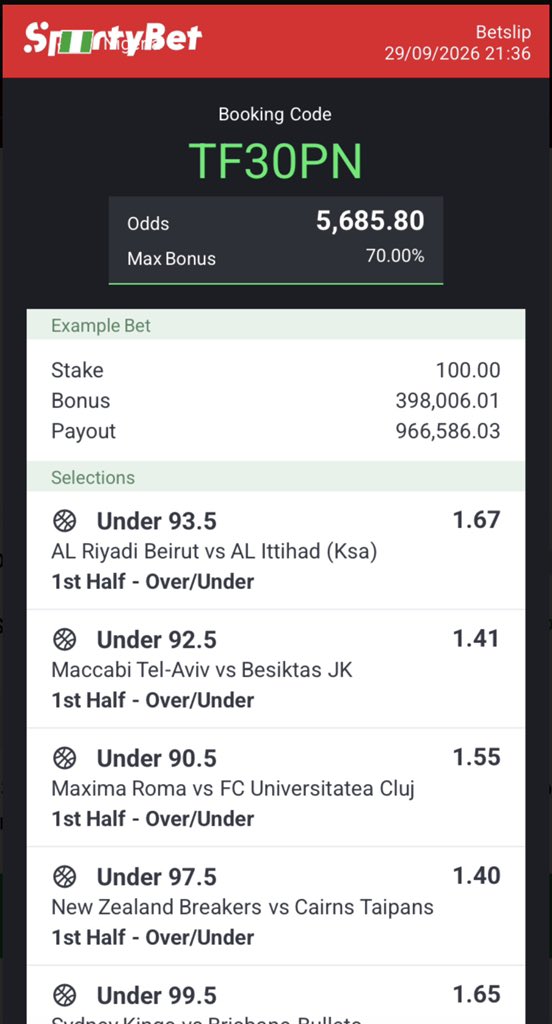Mrsam4u01's tweet photo. Sportybet
Today game 
Booking code 👉 TF30PN
Stake responsibly 
Goodluck https://t.co/6rbf6tdFty