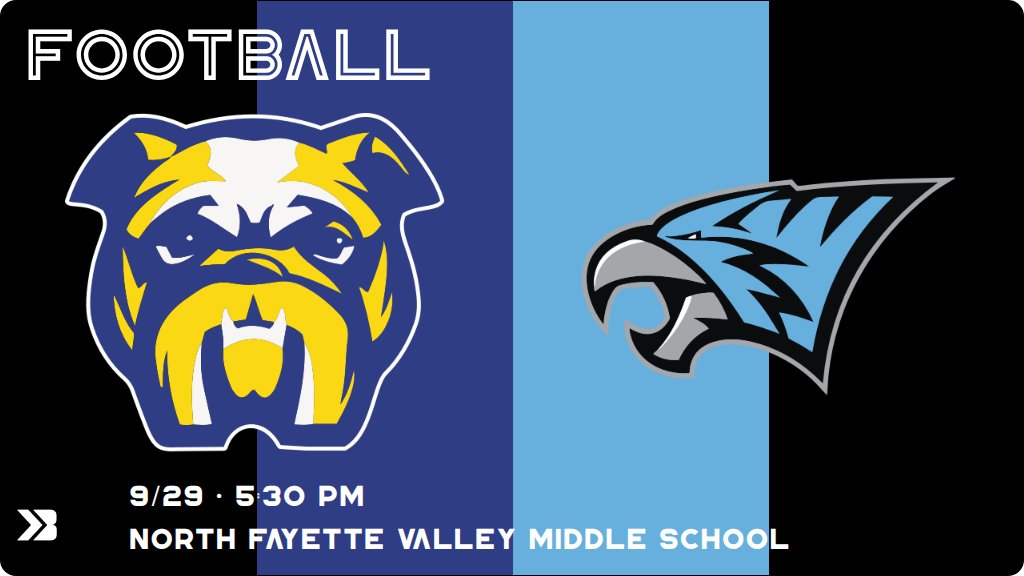 NFV_Football's tweet photo. Football (8th Grade) Game Day! - Check out the event preview for the The North Fayette Valley TigerHawks vs The MFL MarMac Bulldogs. It starts at 5:30 PM and is at North Fayette Valley Middle School Football Field. https://t.co/WORydaooYR