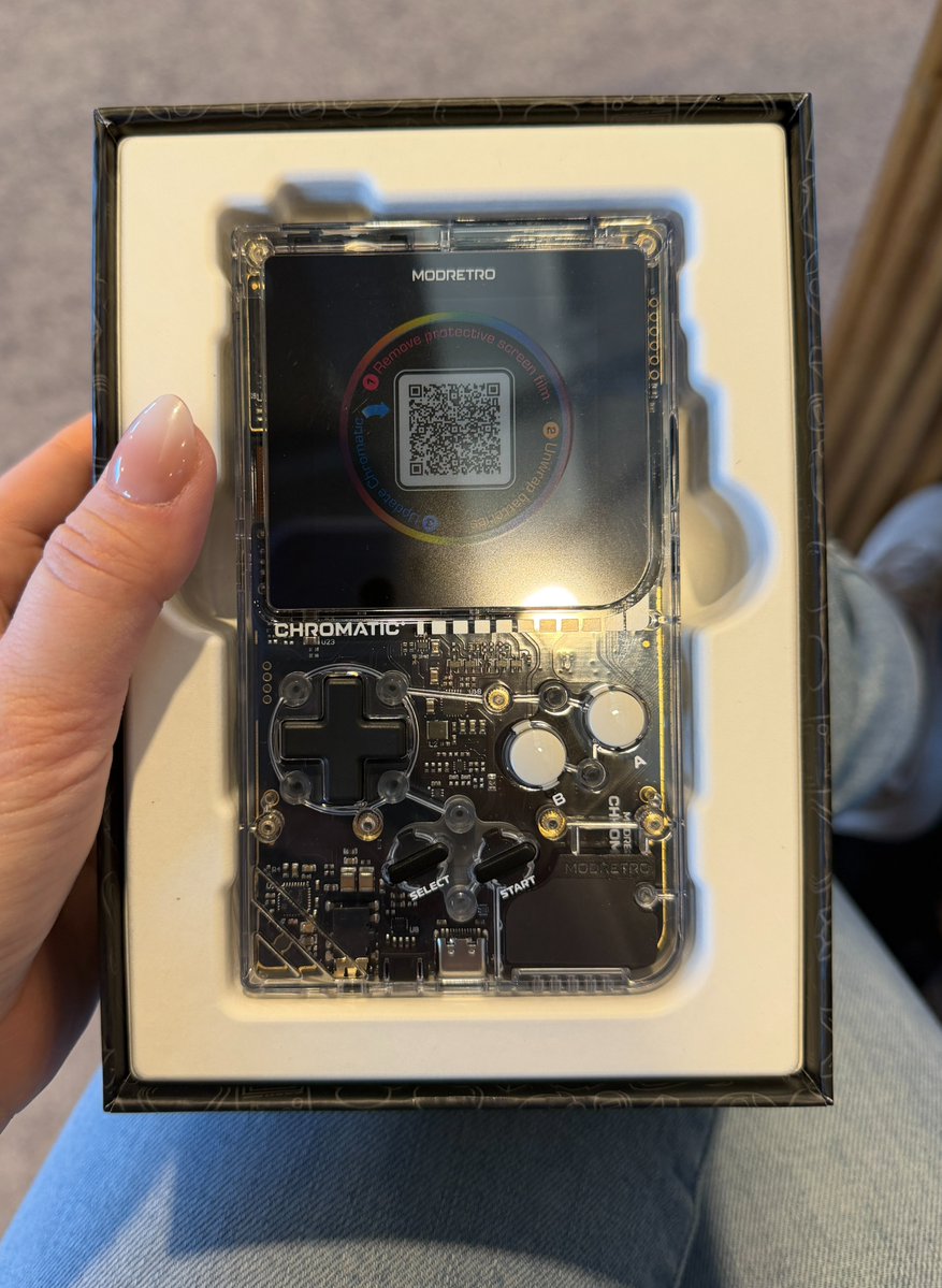 lenadroid's tweet photo. Codex X Gaming! ❤️‍🔥

First look at the ModRetro Chromatic 🎮

The new @OpenAI handheld device we got at DevDay! https://t.co/t1jUsnOfH3