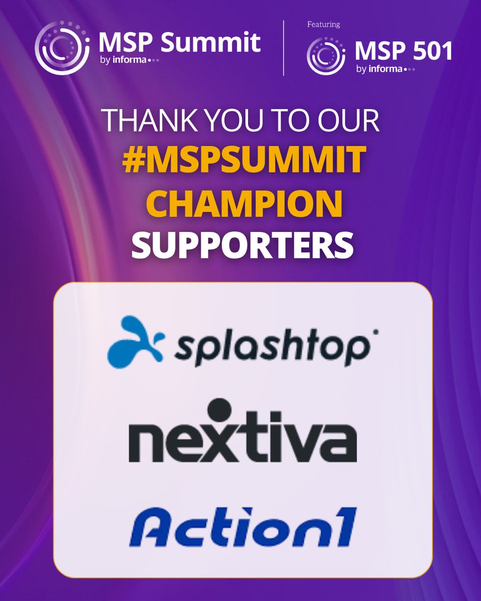 Channel_Expo's tweet photo. Congratulations to our MSP Summit 2026 PAC Competition Winners! 🏆
 
You brought the energy, drove the registrations, and earned the spotlight. Thank you for helping make Orlando unforgettable!
_
#MSP #MSPSummit Companies mentioned: Splashtop, Nextiva, and Action1 https://t.co/6R0vhGEgbi
