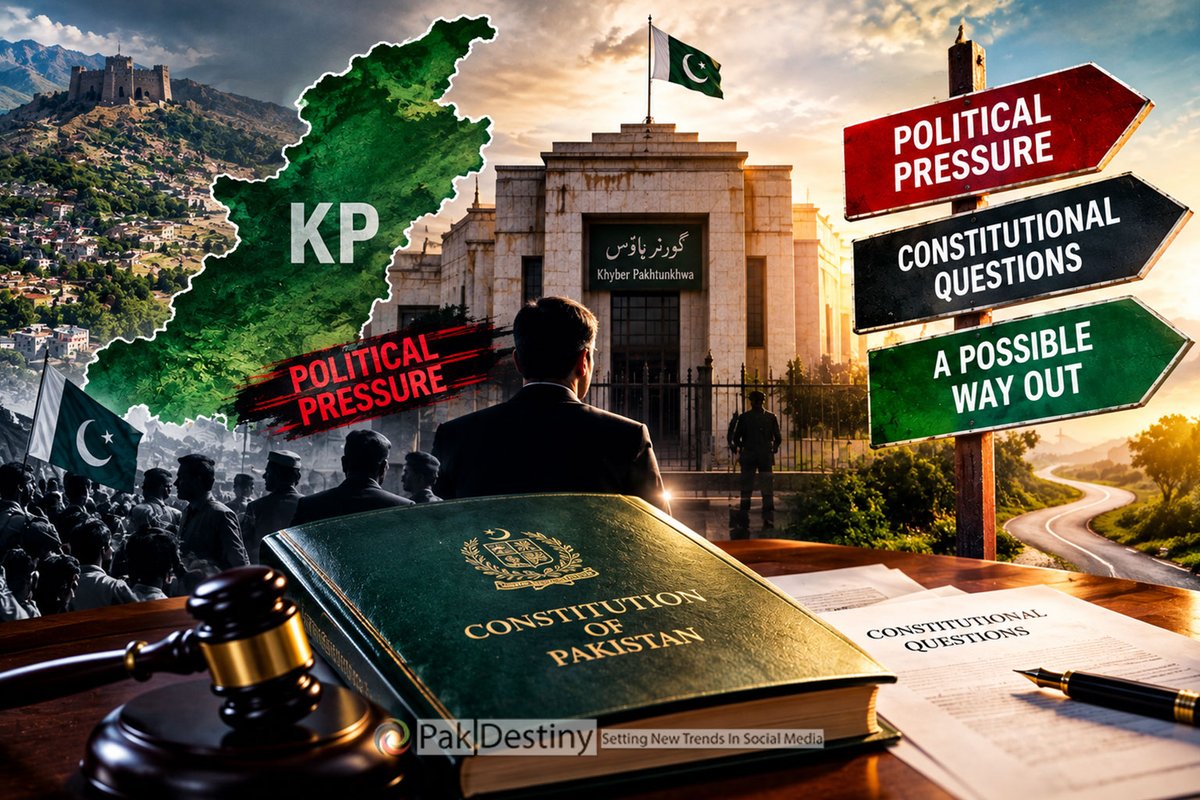 PakistanDestiny's tweet photo. Governor’s Rule in KP? political pressure, constitutional questions and a possible way out https://t.co/kzktBTIqzl
#KhyberPakhtunkhwa #KP #GovernorRule #KPGovernorRule #PakistanPolitics #KPPolitics #ConstitutionalQuestions #Constitution #ConstitutionalCrisis #PoliticalPressure https://t.co/ZvkMn4LTEw