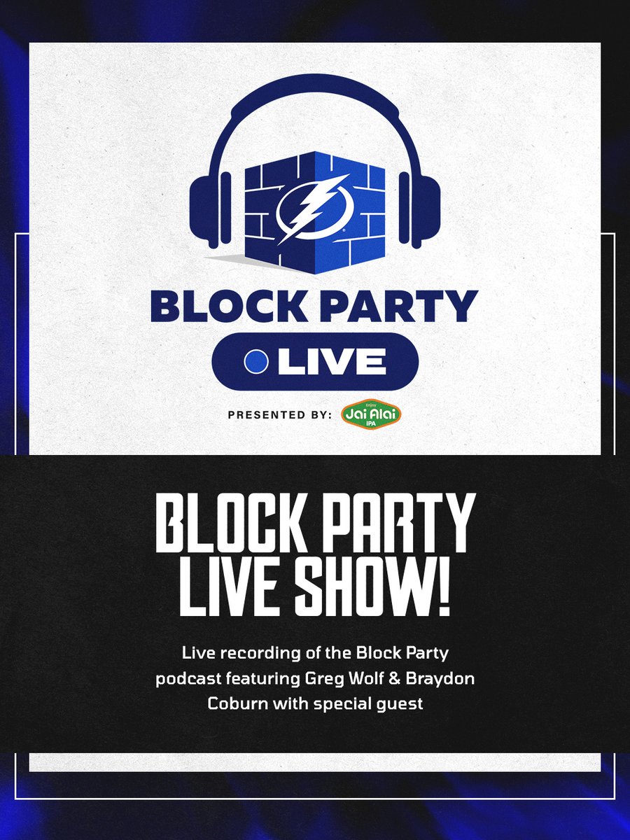 TBLightning's tweet photo. A new year means a new lineup of Block Party guests!

Don't miss our first live taping on October 7 ⚡️

🎟️ https://t.co/a3F41ULvsp https://t.co/xILkyyImTr