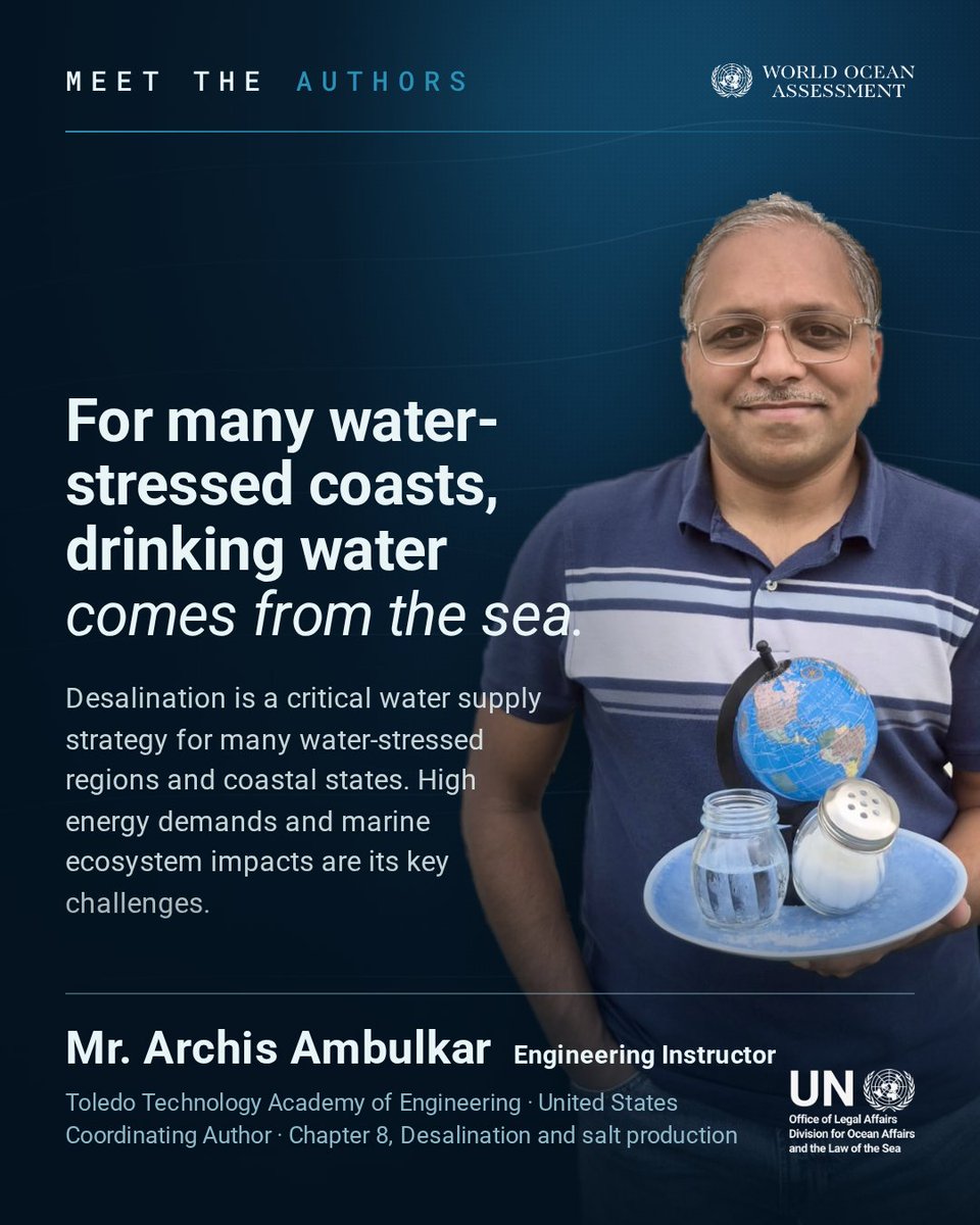 undoalos's tweet photo. Meet Archis Ambulkar, Engineering Instructor at the Toledo Technology Academy of Engineering  &amp; Coordinating Author of the chapter on desalination and salt production for #WOAIII

Learn more: https://t.co/KAybG2GH41

#sharetheknowledge https://t.co/UlA7MDkEss