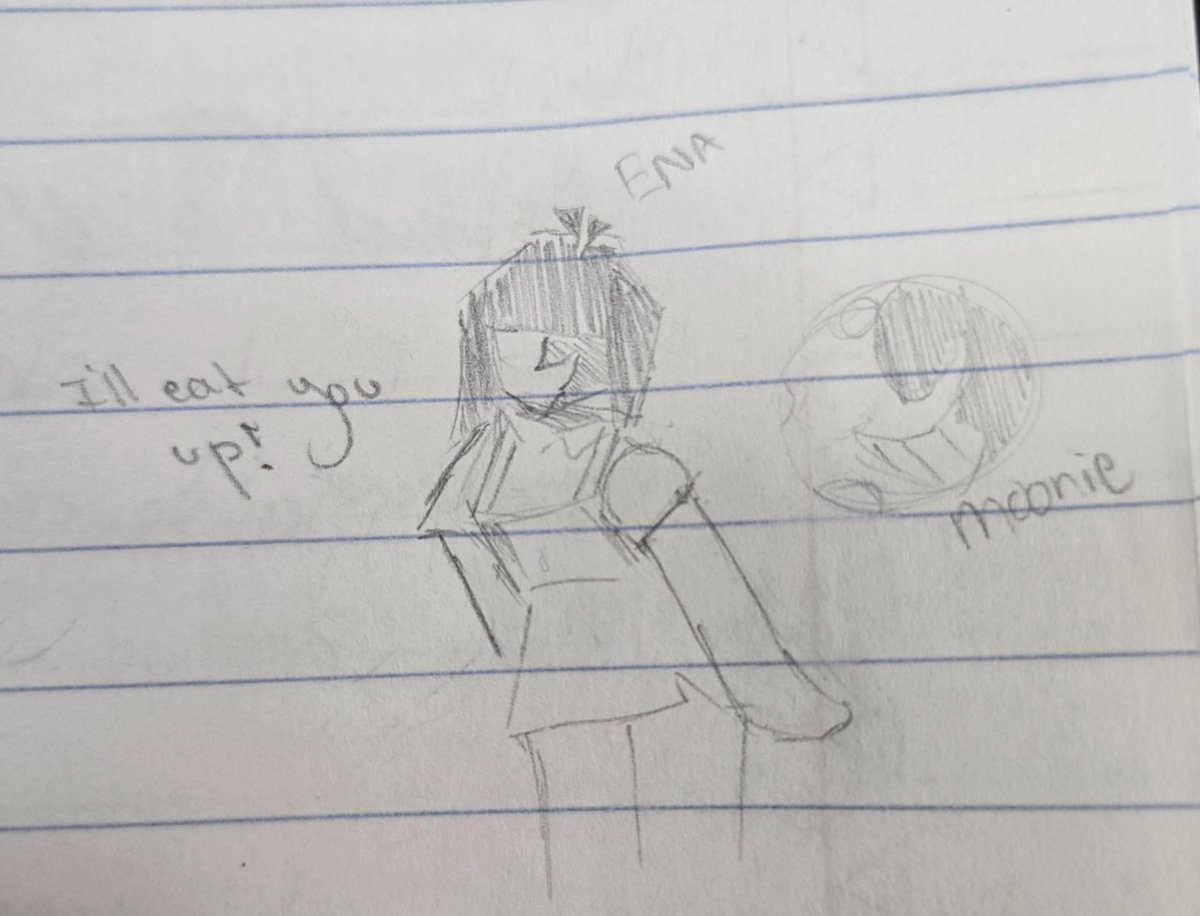 H3ART_attacks's tweet photo. Ena appeared in my notebook today. should I kiss them? https://t.co/4ruwQxOGW3