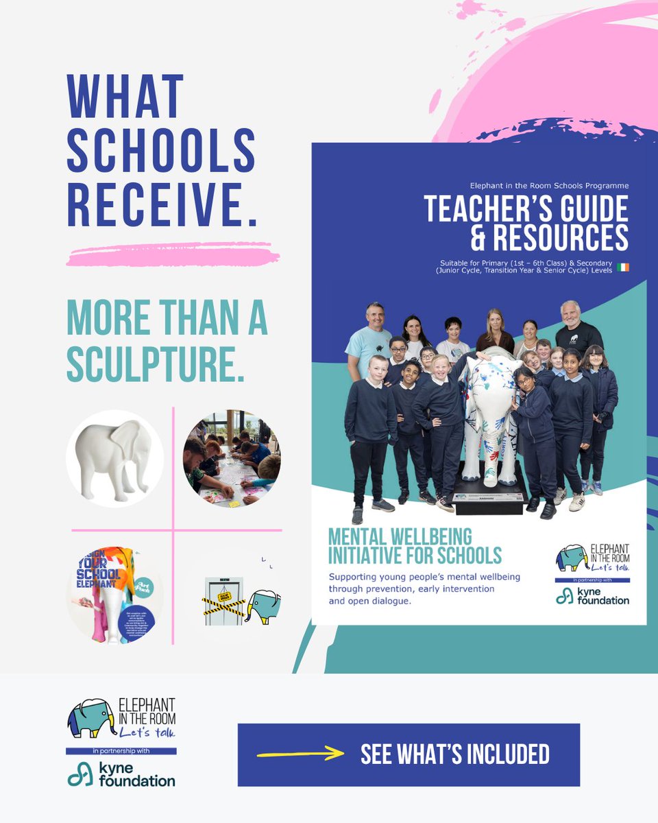 ElephantIn2022's tweet photo. WHAT DOES A SCHOOL RECEIVE?
The Elephant in the Room Schools Programme is much more than placing an Ellie sculpture in a school.
https://t.co/od3tmzd8Lt
#ElephantInTheRoom #LetsTalk #SchoolsProgramme https://t.co/B0nRSdcV9U