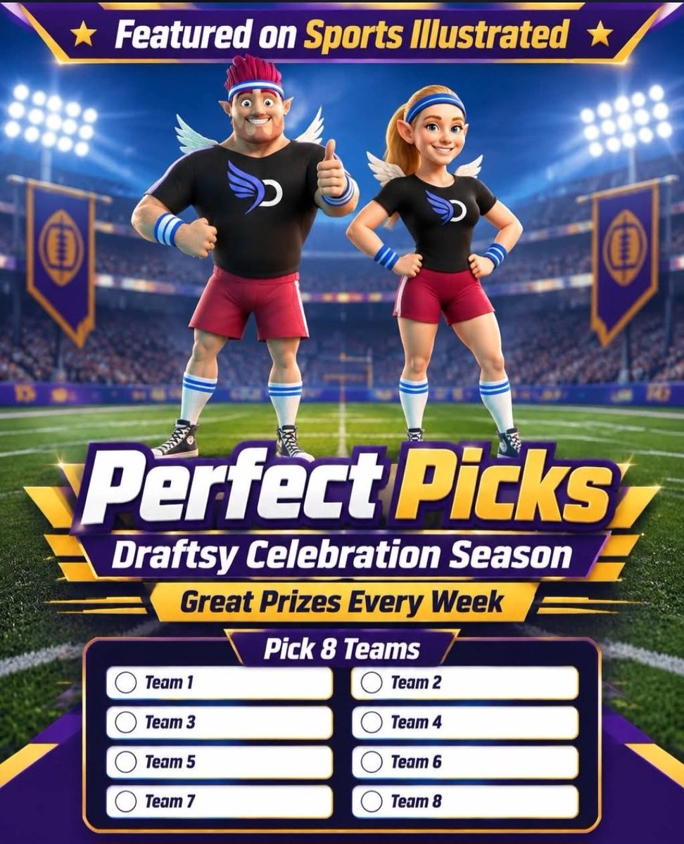 mydraftsy's tweet photo. Draftsy was featured in Sports Illustrated and Perfect Picks is just one of the reasons why! Our Celebration Season continues. Pick 8 teams in Perfect Picks pro or college. All 8 teams combine for your score. Score big. Win great prizes. Play today!  #Draftsy #PerfectPicks #CFB https://t.co/d71JuwEzsR