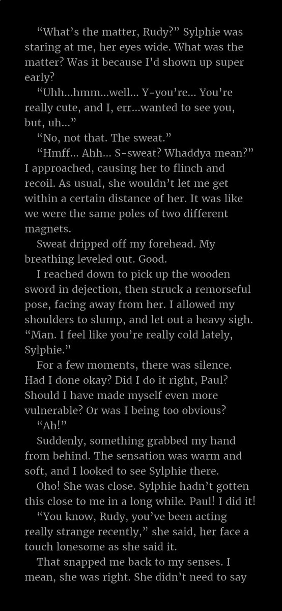 tiger_slasher's tweet photo. #TCP_MT
V1 Chapter: 8
It's nice to actually see that Rudeus genuinely wants to return to normalcy with Sylphie, even if the revelation that she's a girl shook him up and got his feelings shook up, he still sees her as a friend. It's just that thanks to him being a shut in, his- https://t.co/McYjUwtCcs