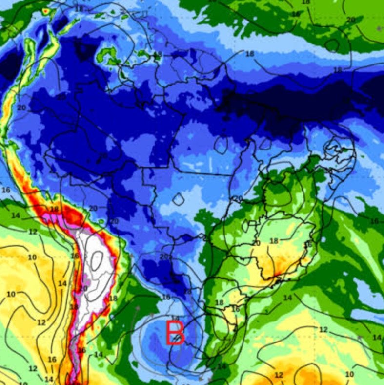 choquei's tweet photo. ���VEJA: Nova frente fria e ciclone extratropical se formam no Sul do Brasil. https://t.co/yRkVAnv6Cs