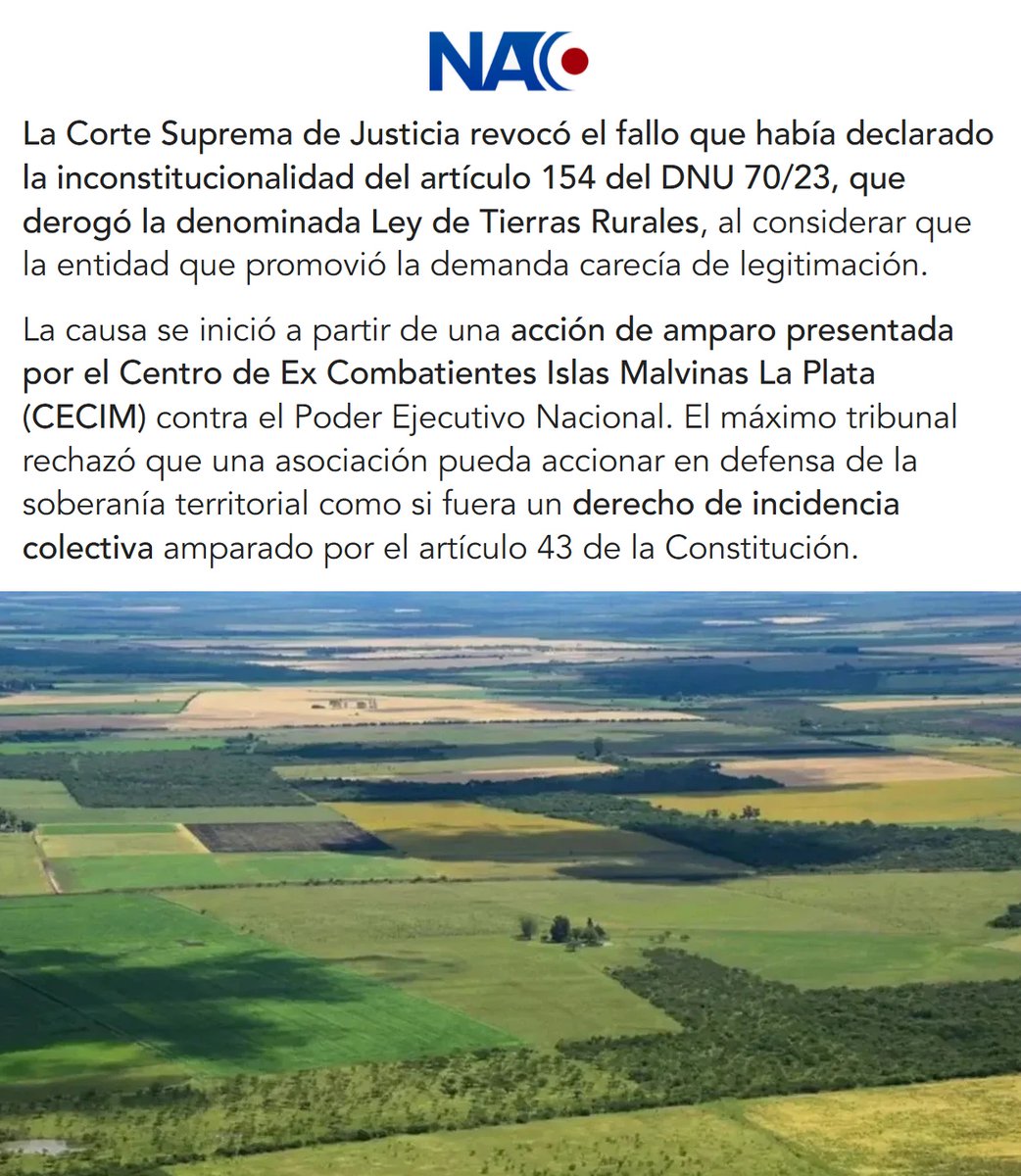 porquetendencia's tweet photo. "Ley de Tierras":
Porque informan que la Corte Suprema revocó el fallo que había declarado inconstitucional su derogación https://t.co/RRLi2s7bMG