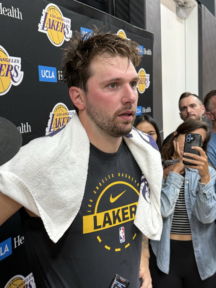 jovanbuha's tweet photo. Luka Doncic said the first day of camp was “great.” He said the Lakers mixed up teams to try out different starting lineups. 

“We had a lot of fun, a lot of teaching points, and I think everybody felt like it was a great first day.” https://t.co/NTyd1ihg78
