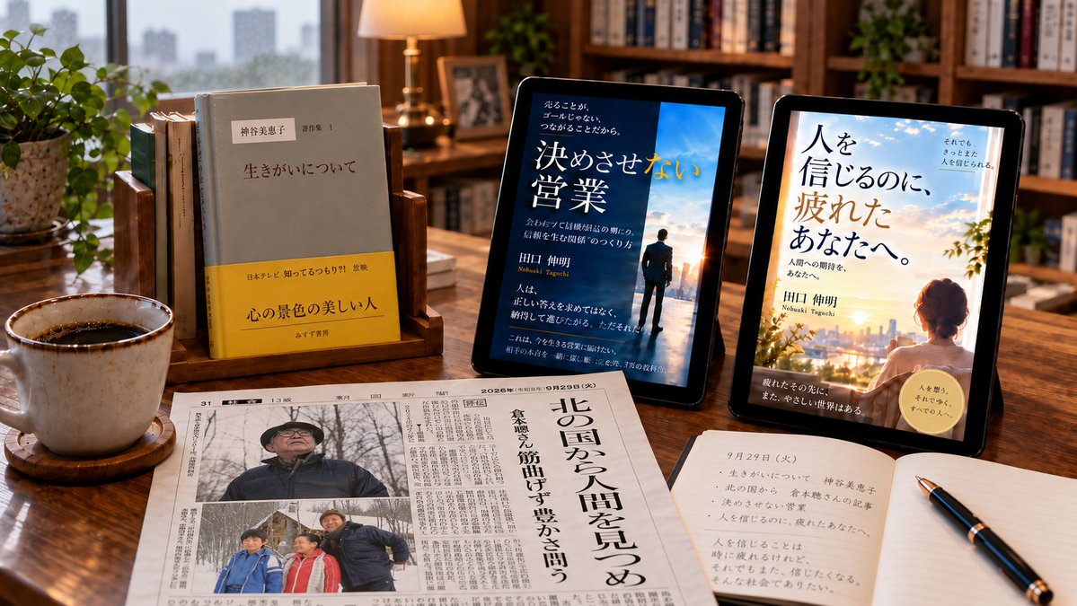 NobuakiTaguchi's tweet photo. 変わらなきゃと
ずっと思ってきた。
でも
変わらなくていいものもある。
誰かを大切にしたこと。
信じようとしたこと。
優しくありたいと思ったこと。
傷ついたからといって、
その自分まで捨てなくていい。
変えるのは、生き方の全部じゃなくていい。
#変わらなくていいもの
#人間ってまだまだ面白い https://t.co/CHmTUzDFG8