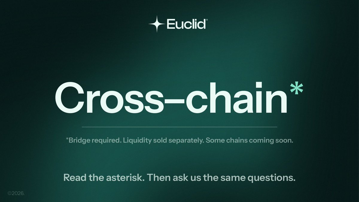 Chimeziefr's tweet photo. Euclid is not a bridge infrastructure.

Euclid doesn't wrap tokens.

Euclid doesn't move tokens.

The protocol swaps by updating a shared ledger and then unlocking already-escrowed inventory on the destination chain.

This is real DeFi evolution 🧬🧬 https://t.co/u4rWpgkJnu
