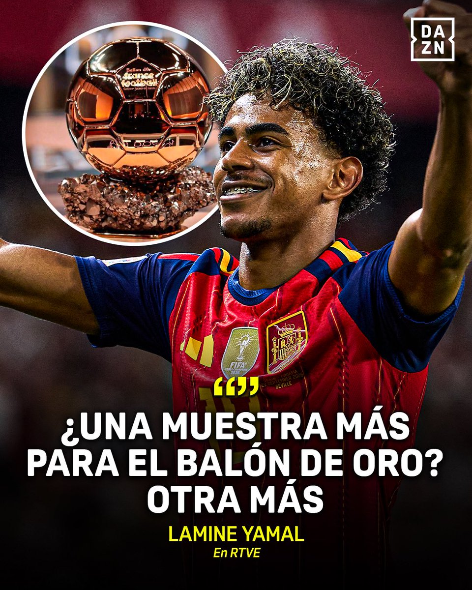 DAZNFutbol's tweet photo. LAMINE YAMAL HABLA DEL BALÓN DE ORO 🌟🇪🇸

#NationsLeaguexDAZN #ballondor https://t.co/OXFaGGdmd4