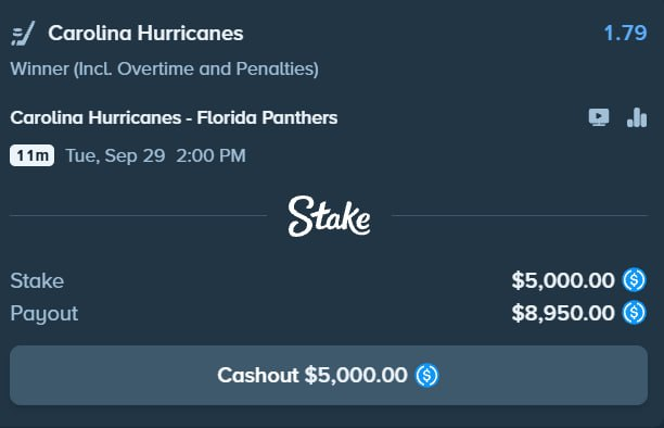 TactBets's tweet photo. ITS NHL OPENING NIGHT &amp; WE ARE BACKING THE DEFENDING CHAMPS! 🏒🏆

I am putting $5000 for the Hurricanes to WIN against the Panthers on @Stake 

💸 If iWE WIN, I'm Giving Away $500! ($100 x 5) 💸 
➡️ Follow &amp; Retweet! 
➡️ Comment your Stake username! 
➡️ Tag a friend! https://t.co/FgqhduX85i