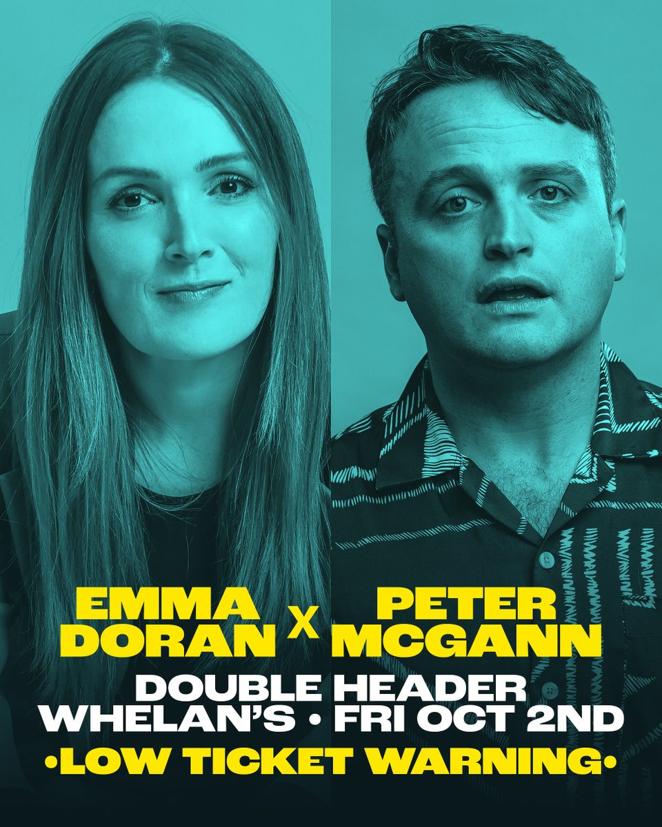 CherryComedy's tweet photo. ⚠️ Low Ticket Warning! ⚠️

This Friday night, we're giving you two chances to see a double header featuring both Emma Doran + Peter McGann live at @whelanslive! 

Tickets for the Late Show are almost gone, and the Early Show is close behind!

Tickets at https://t.co/qCjxKpCLJf 🍒 https://t.co/8a5DIjBCoD