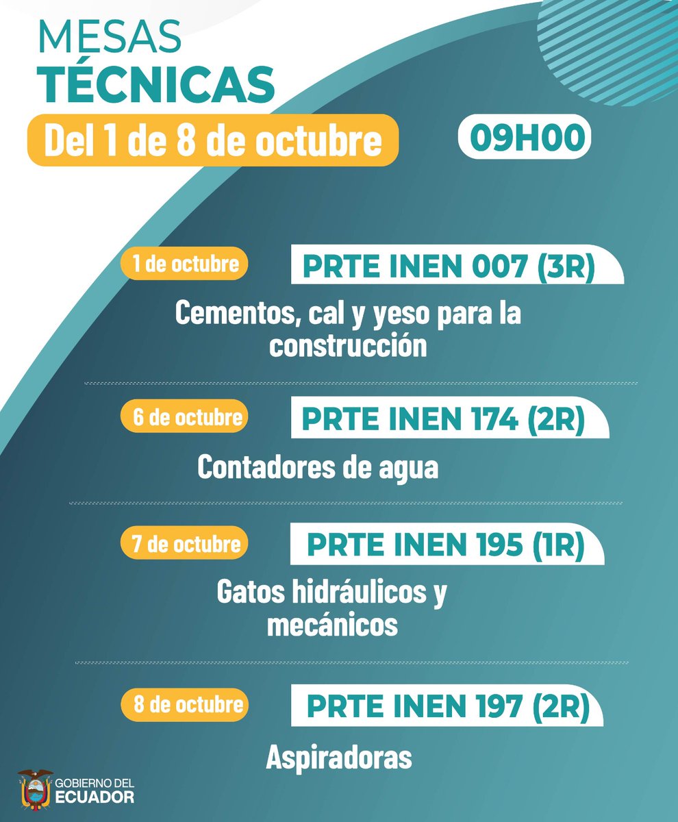 INEN_EC's tweet photo. ¡Tu participación es clave para el proceso de la mejora regulatoria!
El #INEN invita al sector público, privado, academia y ciudadanía a participar en las mesas técnicas público-privadas conoce los temas del 01 al 08 de octubre 2026.
Conoce más: ➡️ https://t.co/7Q8JCfhrJo https://t.co/iQ8KQ13NTO
