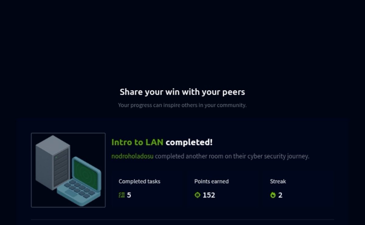 NodrohOladosu's tweet photo. Day 8/60
- Finished two modules of Network Fundamentals on Tryhackme.
- Learnt about IP address and MAC address.
#60DaysofCyberForge https://t.co/hixtn7zA7e