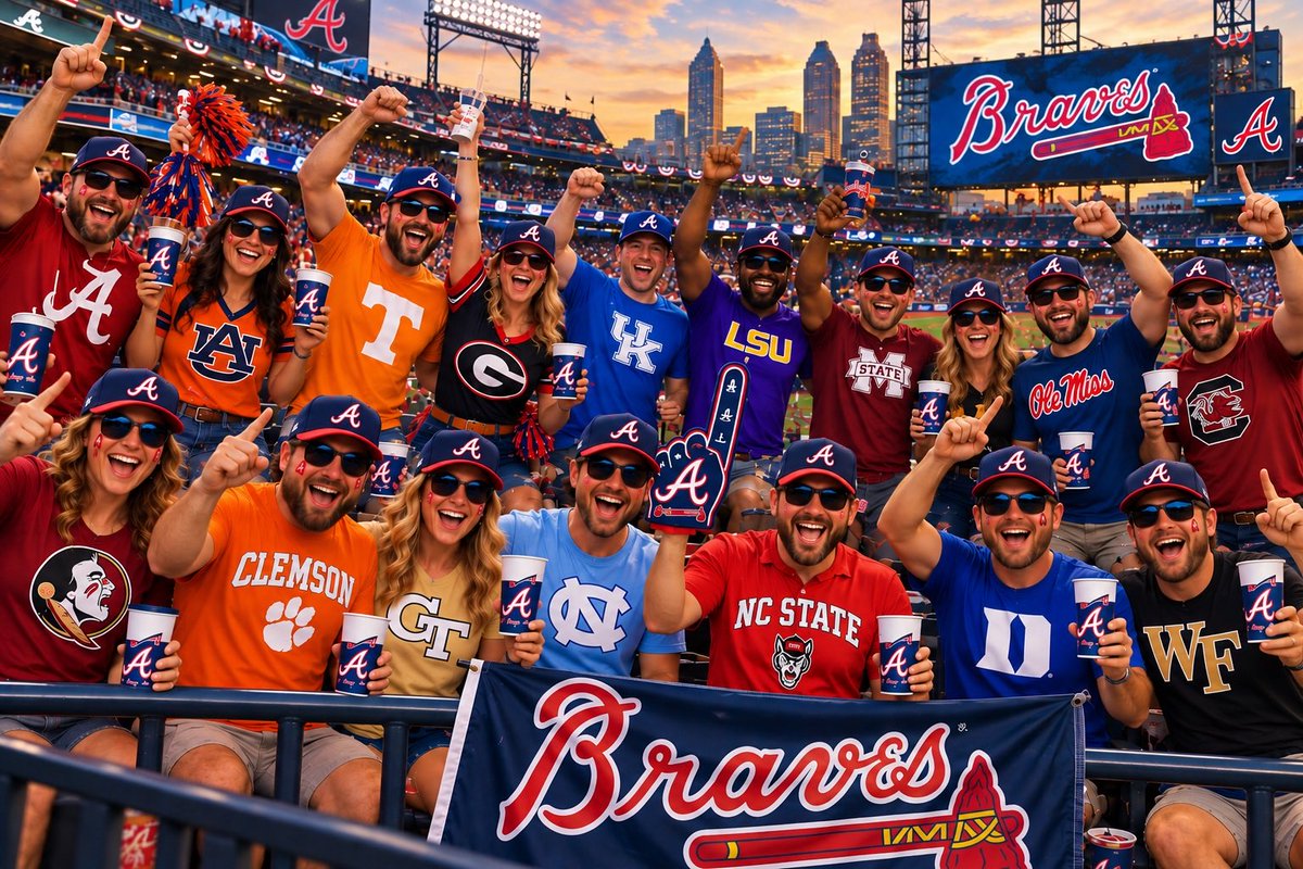 PEAtotheNUT's tweet photo. Days like today are quite beautiful on the timeline. 

All of the Southeastern college football fans cheering on the Bravos. 

#BravesCountry https://t.co/U5wOQF86qh
