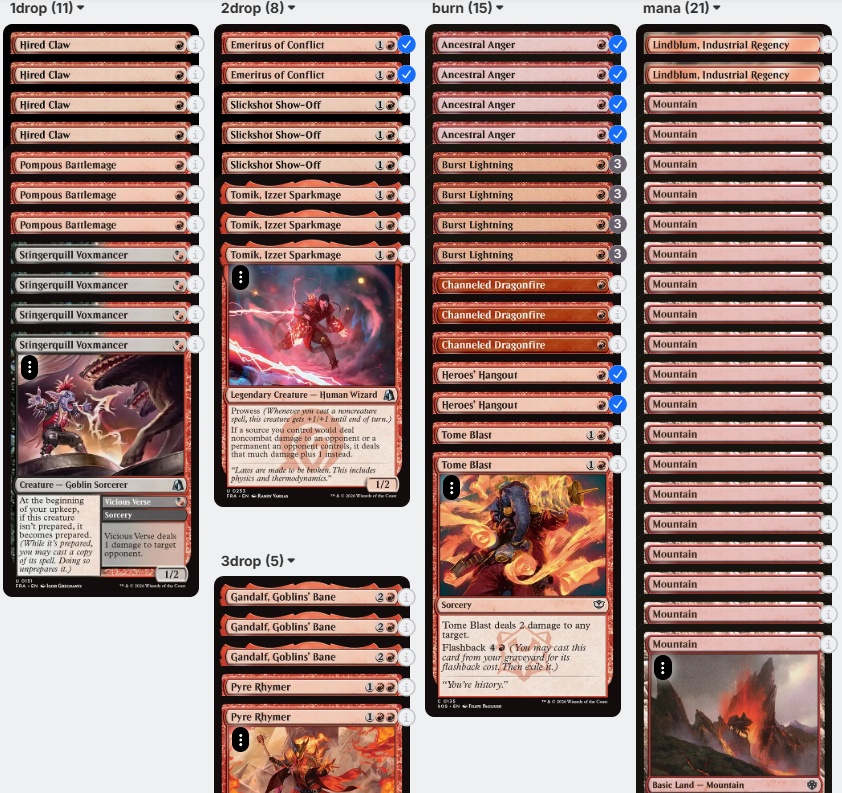 Shinxeeble's tweet photo. Mono Red Prowess 0.1

Will be testing on arena this week. Im really excited about the 1 drops and tomik. I was playing around with a fling verison of this list, but I think a true Mono-red list is better into an uncertain meta. 
 
more thoughts below, https://t.co/9QFCC8iQIl