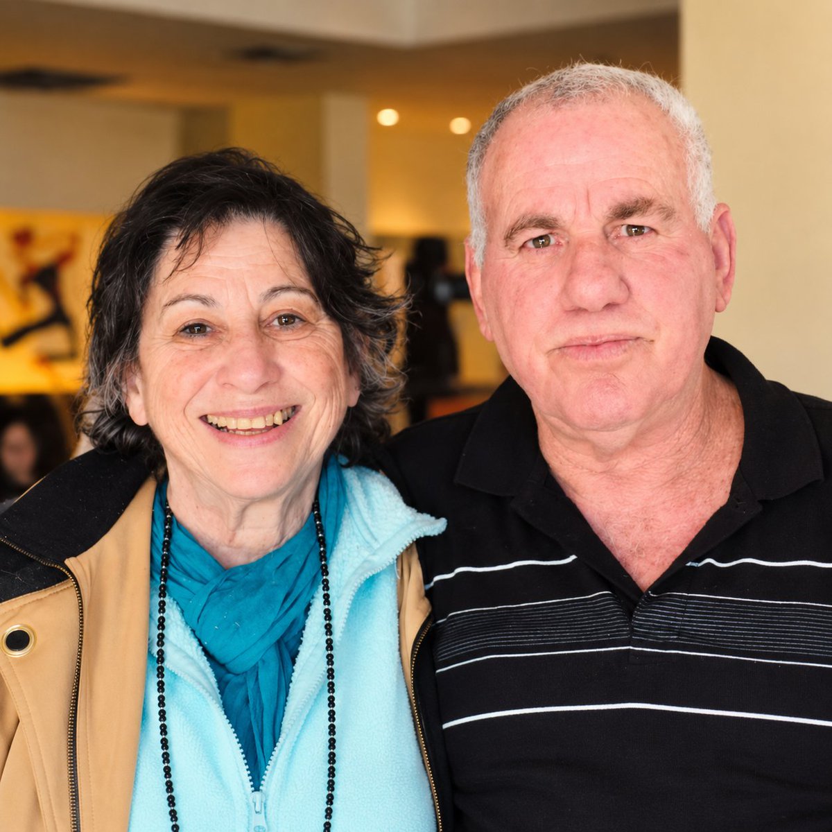 NoaMagid's tweet photo. I want to tell you about Rivka Ben Horin and Yossi Gross from Kibbutz Nir Oz.

About half an hour after the attack began, Rivka texted her daughter Lihi that she could hear rifle fire toward the house. The walls had already been hit. Yossi spoke to his children on the phone in a whisper, telling them what was happening.

At around 8:00, Yossi was still moving around the house, even stepping outside to smoke. Rivka kept writing to Lihi. As the terrorists drew closer, she and Yossi eventually sat silently inside the safe room, gripping the door handle with all their strength. At 9:30, Rivka wrote: "They're around us."

Then the terrorists closed in on them and forced open the safe-room door. Yossi jumped on the terrorists to protect Rivka. They brutally murdered him.

Rivka managed to write to Lihi that Yossi had been murdered. Lihi kept writing to her mother, telling her to stay down on the floor, to keep herself hidden, to hold on.

At 10:38, Rivka sent one final message: 👍 Just one small sign that she was still there. Then silence. The terrorists found her and murdered her too.

On October 18, Rivka was identified. Two days later, the family received confirmation that Yossi had also been murdered.

Imagine them, both 75, gripping the door handle as the massacre closes in. In his final moments, Yossi gives his life to protect her.