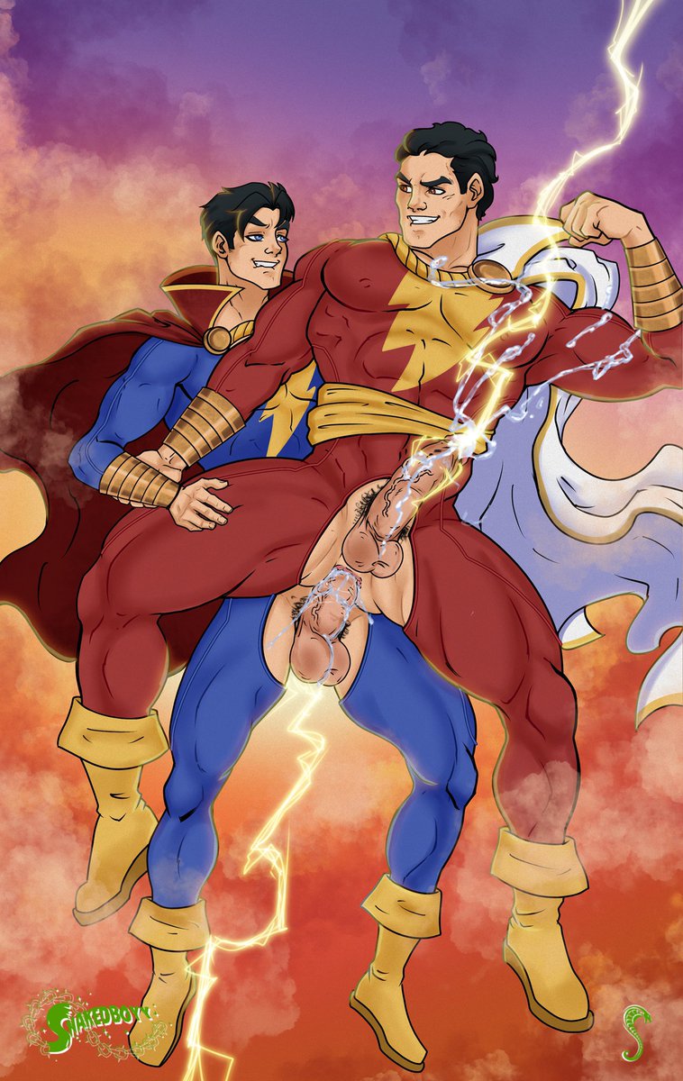 Snakedboyy's tweet photo. Shazam commission for anon 🔥😈⚡️
#shazam #dccomics #yaoi #bara #gay https://t.co/2ZXe1HW3xw