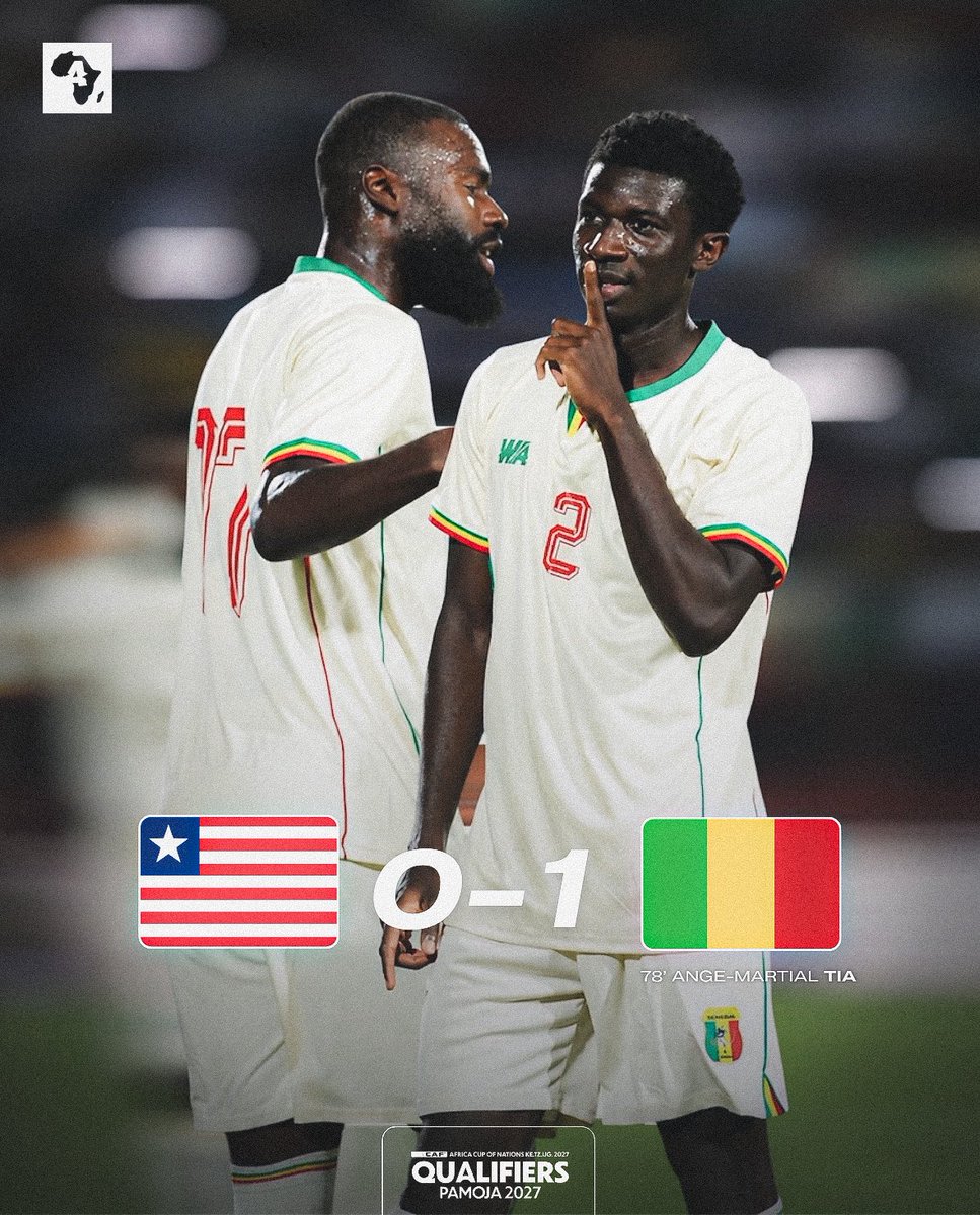 ActuFootAfrique's tweet photo. 🚨 Le Mali 🇲🇱 𝑺’𝑰𝑴𝑷𝑶𝑺𝑬 au Libéria 🇱🇷 et réalise le 2️⃣/2️⃣ ! 🌍🤫 https://t.co/eulqRHdTPe
