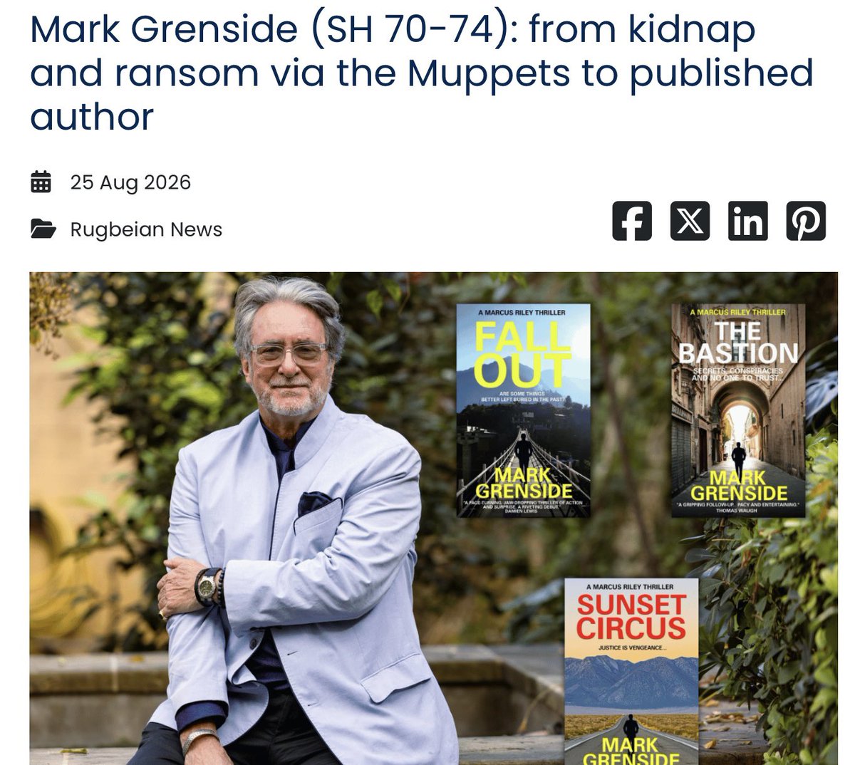 MNGrenside's tweet photo. A nice article in my Alma mater, Rugby School newsletter.
Mark Grenside (SH 70-74): from kidnap and ransom via the Muppets to published author https://t.co/888yxrtenq
@rugby
@SharpeBooks @aspectsofcrime @AspectsHistory @HistoriaHWA #thrillerbooks https://t.co/wGu5yDoxLZ