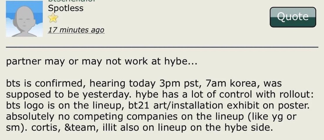 pinksbabymon's tweet photo. if this is true it’s about to be the worst coachella ever…. hybe really bought a spot for the entire building https://t.co/PJW3FQtpTa