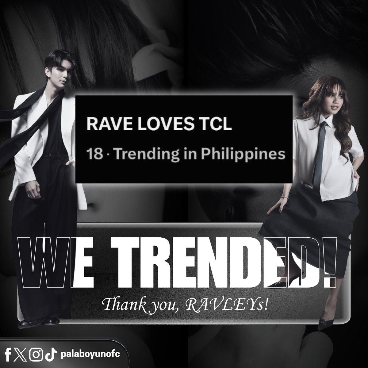 palaboyunofc's tweet photo. 𝐖𝐄 𝐓𝐑𝐄𝐍𝐃𝐄𝐃! 💫

Another trending party, another milestone unlocked! We officially made it to Top 18 on the trend list! 🖤

Thank you to every RAVLEY and Ravengers (@teamraveofc_ ) who showed up, posted, replied, reposted, and helped boost the tag.

It may be another small milestone, but it’s always special when we achieve it together. Proud of everyone who joined and gave their time and effort! ✨

#RaveVictoria | #AshRave