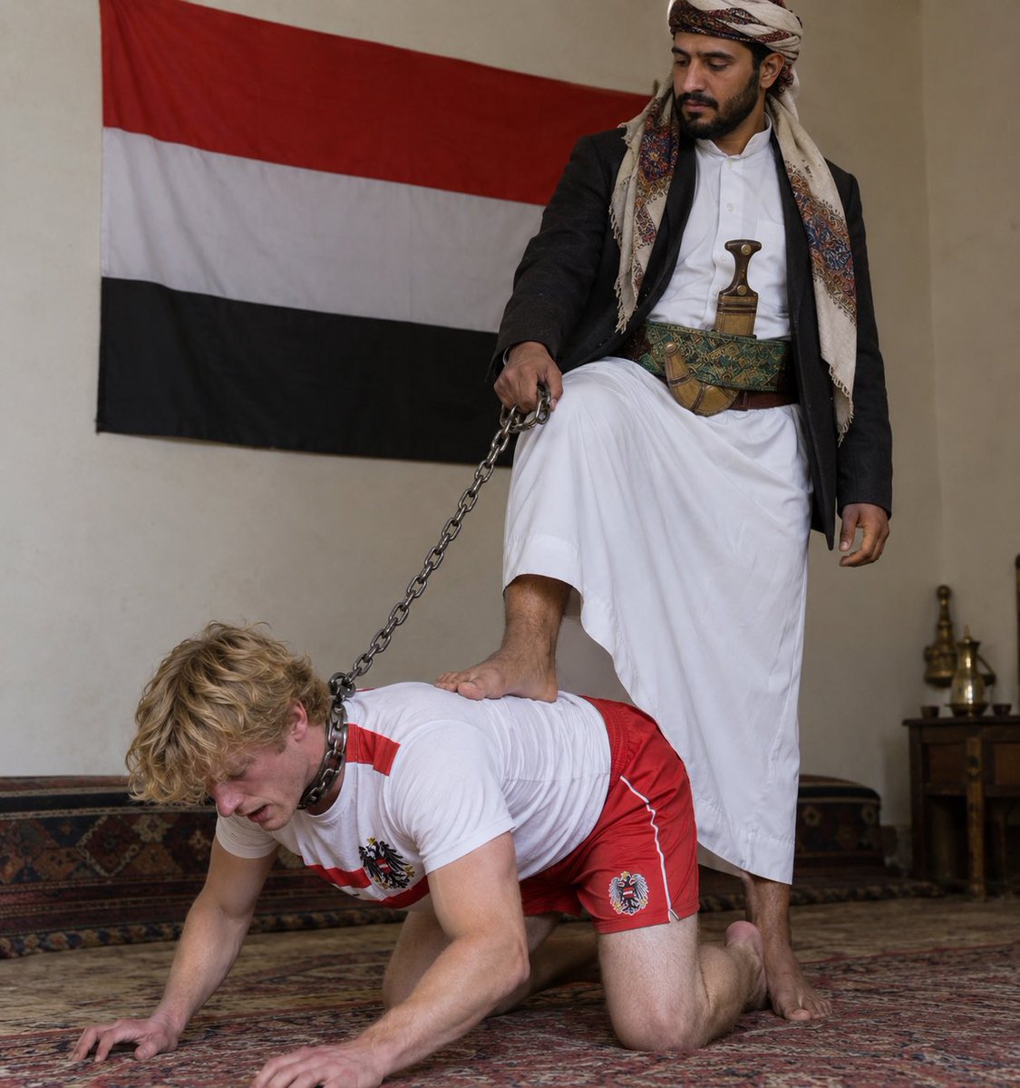 MNWO_dominance9's tweet photo. Now we have #Yemen 🇾🇪. They’ve taken Schönbrunn Palace so easily… All Austrian boys are now in four and chained up by their new Arab Masters, who will treat them like their pets. Austria will learn soon what real men are.
#MuslimWorldTour #MNWO https://t.co/2QtsdZVleS