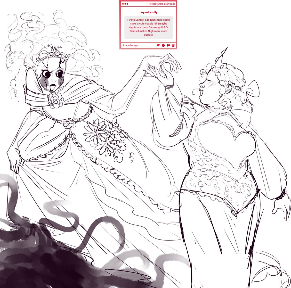 letoilepourpre's tweet photo. my friend has been playing dressmaker a LOT and some of the dresses he's made were the perfect fit for this request https://t.co/SPzQacbHtY
