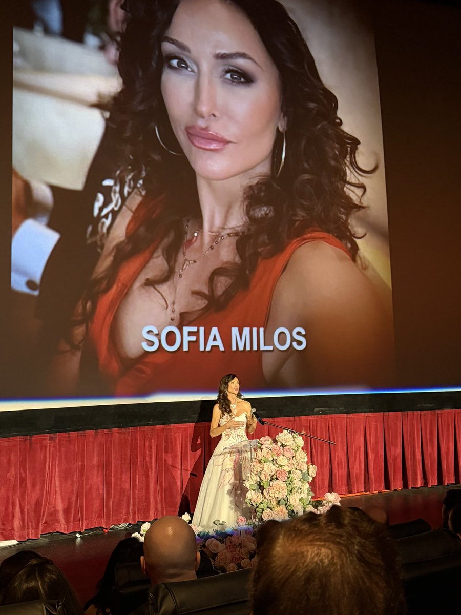 milossofia's tweet photo. What an honor @arpafilmfest  receiving my international screen achievement award 
#grateful #blessed 
#sofiaMilos https://t.co/DMVT3wVBd0