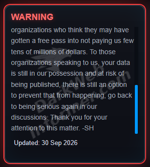 DarkWebInformer's tweet photo. ‼️ ShinyHunters releases a statement on the current situation, stating that they are "okay" and that operations and infrastructure remain completely "fine."

"Due to certain disinformation spreading once again, we are releasing  this statement to confirm we are okay, our operations and infrastructure  remains completely fine as it should be and WILL be. The organizations  who have been in negotiations with us who believe we are falling apart  is WRONG! We are eagerly waiting to make examples of those organizations  who think they may have gotten a free pass into not paying us few tens  of millions of dollars. To those organizations speaking to us, your data  is still in our possession and at risk of being published, there is  still an option to prevent that from happening, go back to being serious  again in our discussions. Thank you for your attention to this matter.  -SH"