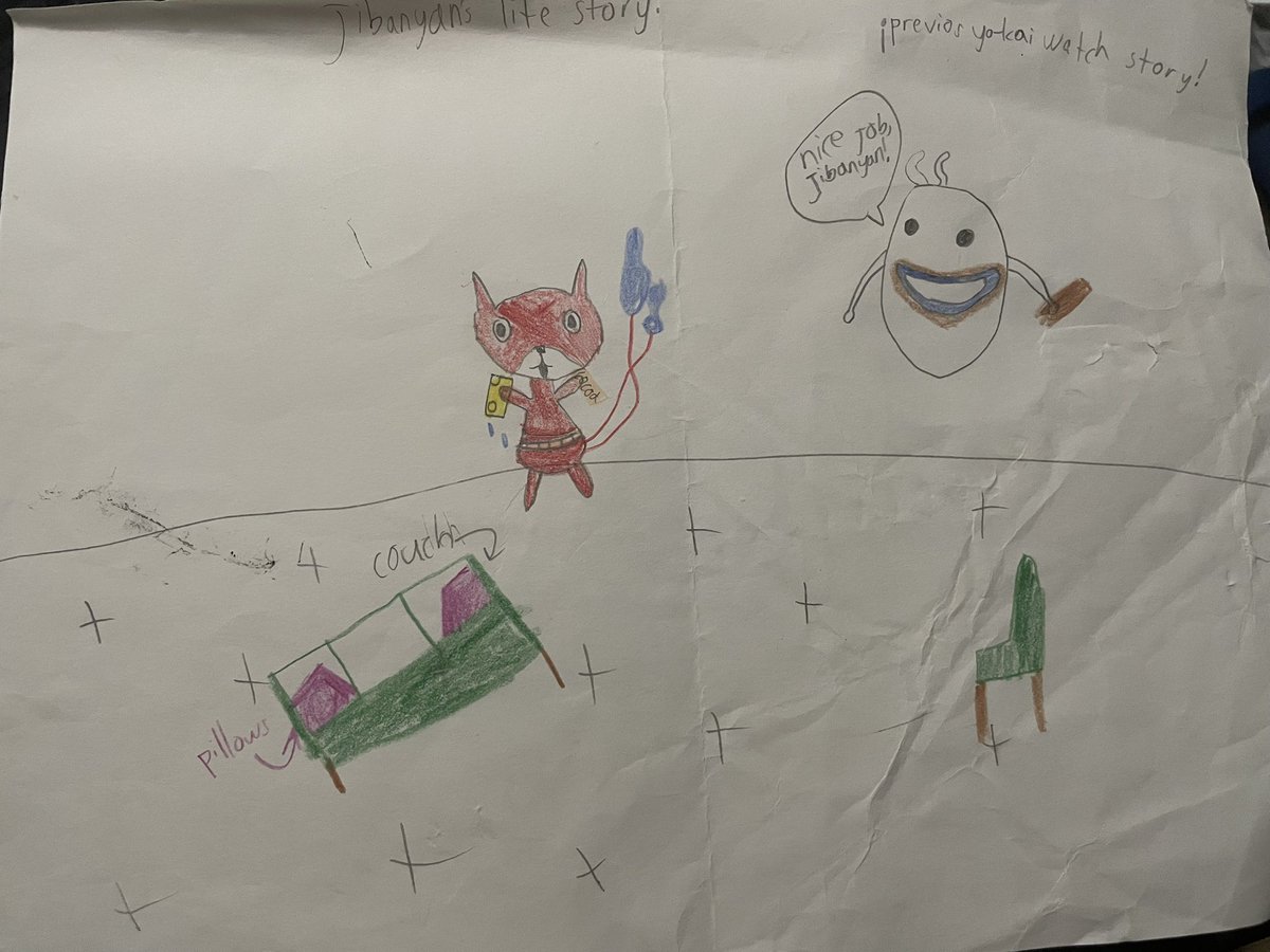 Ec1ipsis_'s tweet photo. honestly dont know why i used that upside down exclamation point i just thought it was cool. Autistic ass little kid me why did i feel the need to label the couch and pillows #yokaiwatch https://t.co/vI8hnPV2vt