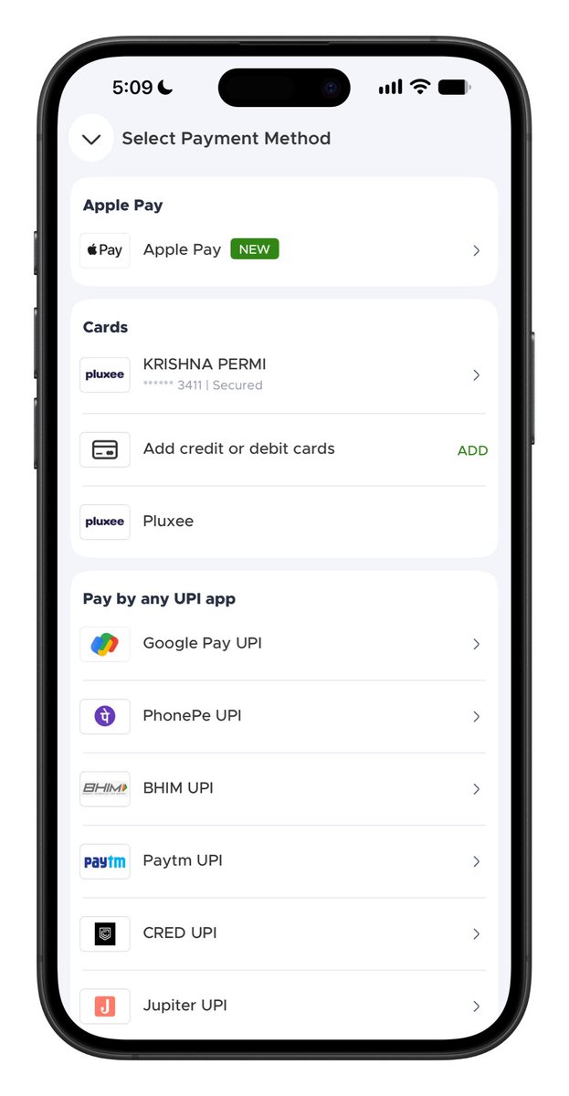 krishnapermi's tweet photo. Apple Pay is finally live in India, and I just added my first Indian card to Wallet.

It’s been over a decade of waiting since Apple Pay launched in 2014.

If you have an eligible card, open Wallet and tap +.

Already working in apps like Blinkit. https://t.co/zb8JqzqPe3