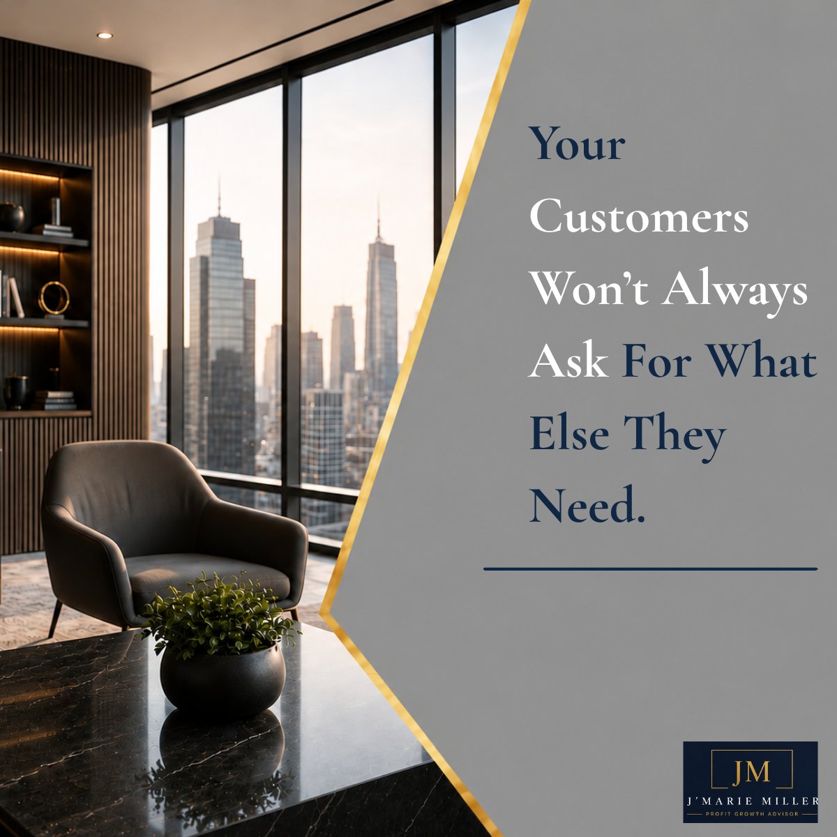 JMProfitGrowth's tweet photo. Your customers don’t know everything you offer.

When there’s a relevant upgrade or complementary option that could benefit them, don’t assume they’ll discover it on their own.

Give them the information. Let them decide.

They can’t say yes to an option they were never given. https://t.co/j6yjok1NLZ