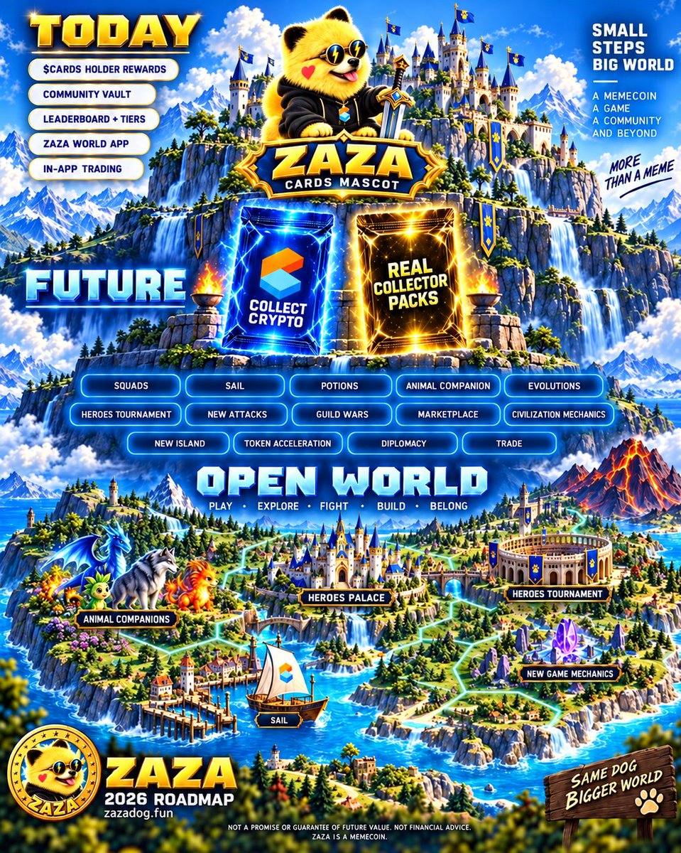 Zaza_Pikachu's tweet photo. 🎮⚡ ZAZA World — Testing Is Now Open to ALL ZAZA Holders!

Whether you hold $1 or $1,000 worth of $ZAZA, you can take part and explore!

Step into a free pixel world with a touch of RuneScape and Pokémon. Explore ZAZA Town and the wilds, mine ore, forge gear, battle wildlife and team up with the community.

Once the full version is released, Pokémon cards powered by @Collector_Crypt will be hidden around the map for you to discover and collect. 🃏🗺️

Your next adventure could lead to your next prized card. ⚡
