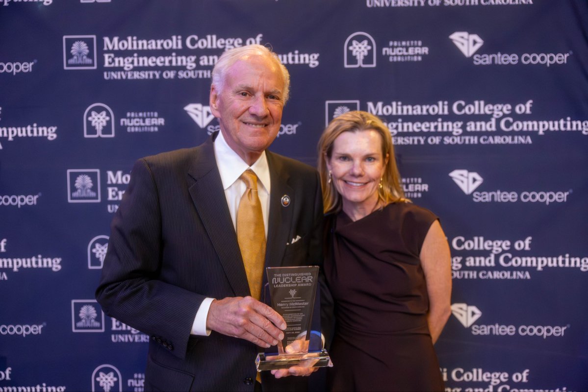 henrymcmaster's tweet photo. South Carolina is already leading America’s nuclear resurgence, and today I spoke at the S.C. Nuclear Summit about our work to expand reliable power, strengthen our grid, and meet the rising demand for electricity. https://t.co/GMBokQx4kF