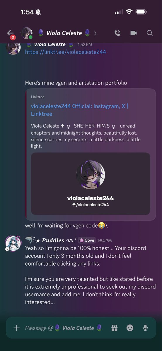 PuddlesDaShark's tweet photo. HEY SO DON'T SO THIS... 

Do not actively seek out my discord username and message me. And then having the balls to ask me to follow you is in fucking sane. https://t.co/0fFwnLMipm