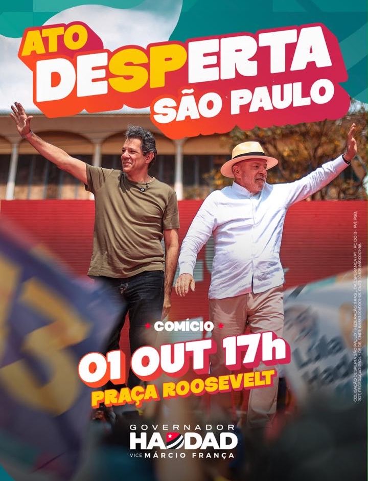 GuilhermeBoulos's tweet photo. Lula Lá, Haddad Aqui! Bora na quinta-feira! https://t.co/09xURYAQOI