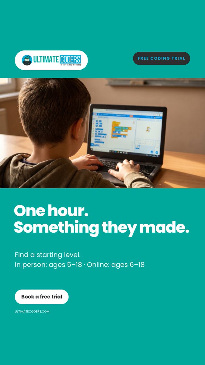 ultimatecoders's tweet photo. A first project can start with a free coding trial. Let your child try making something with an instructor and find a suitable starting point.

Book: https://t.co/tb5CvXOZJp

#UltimateCoders #KidsCoding https://t.co/DaYoFxOgLF