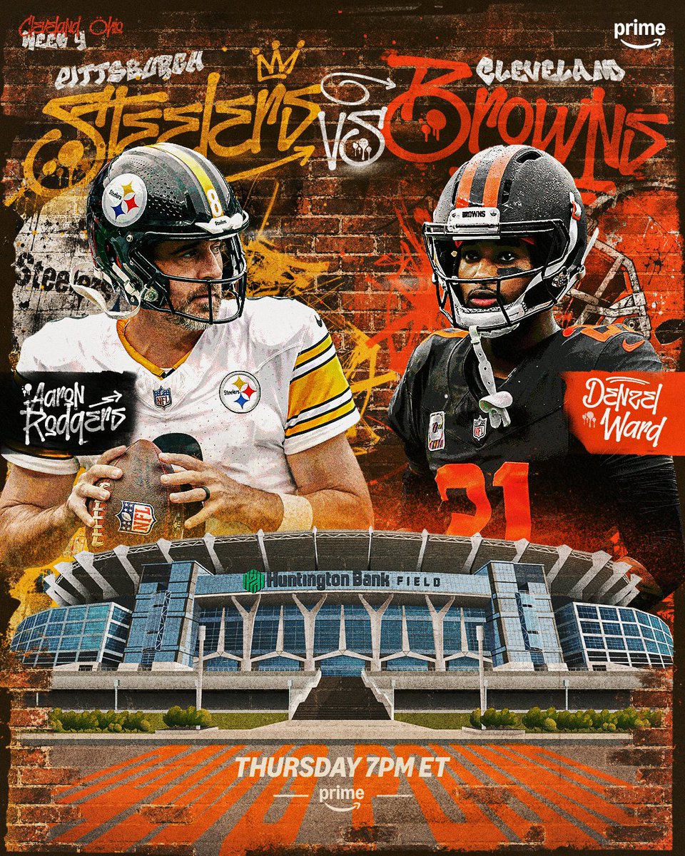 NFLonPrime's tweet photo. The AFC North takes over Thursday night 🔥 #TNFonPrime https://t.co/m2Wr13v0sU
