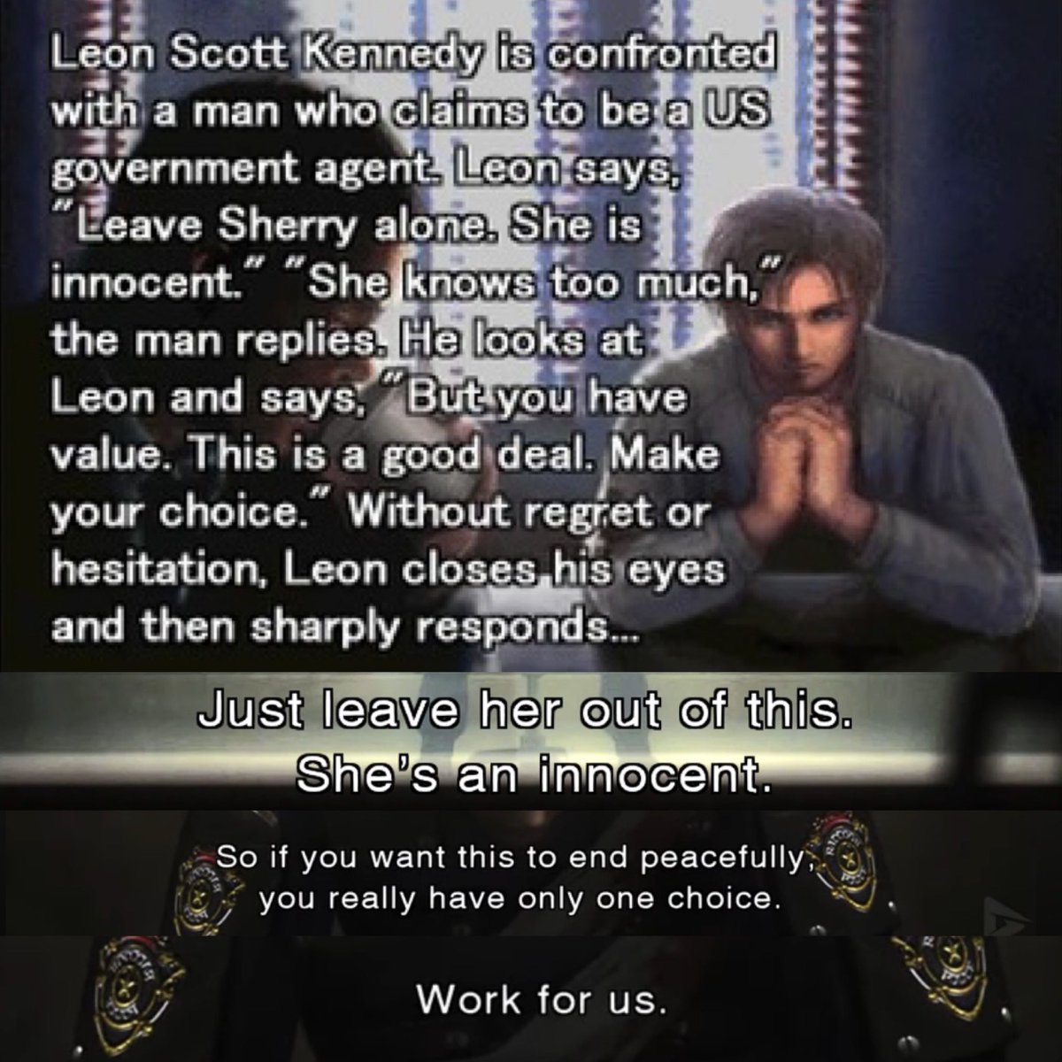 leonarchiive's tweet photo. September 30, 1998.

28 years ago today, leon survived the raccoon city incident alongside claire and sherry after failing to save anyone. he was taken into government custody and threatened with sherry’s safety, leaving him no choice but to work for the government to protect her https://t.co/lPecbOTad0