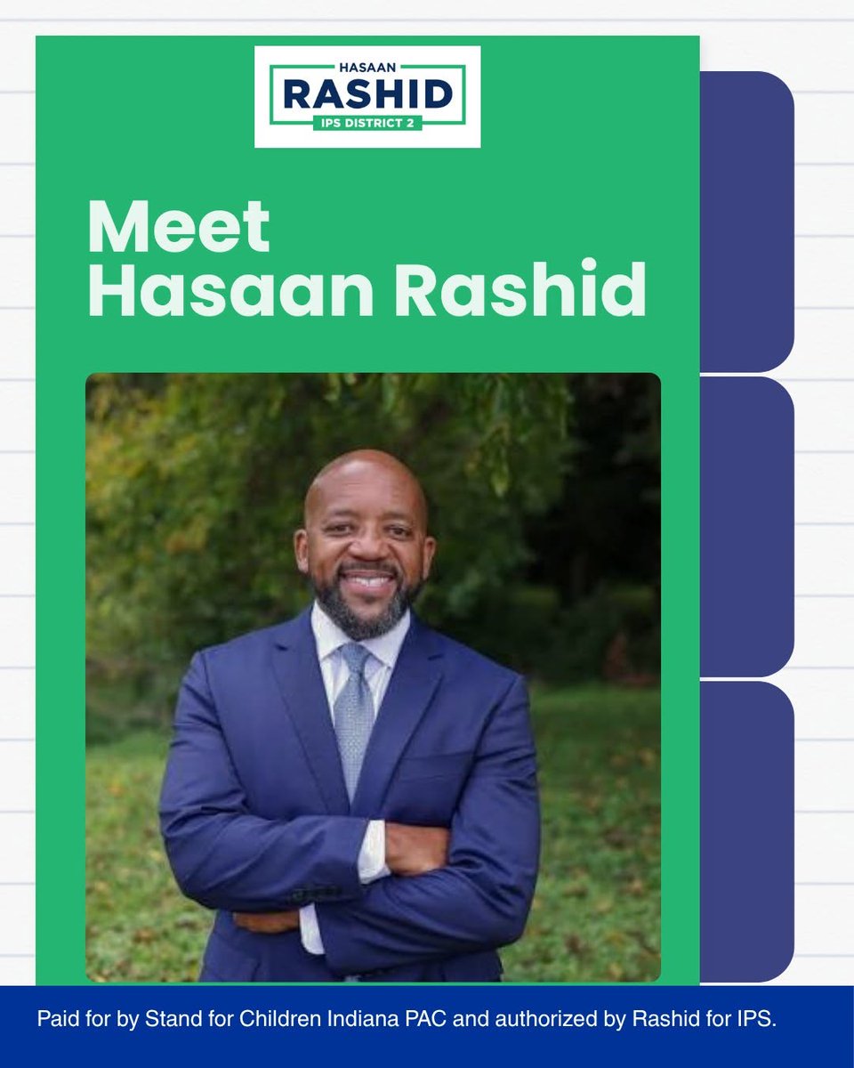 IndianaStand's tweet photo. IPS families deserve leaders who will listen, advocate, and do the work. Vote for Hasaan Rashid! 

https://t.co/U6h7LITOTB https://t.co/CDJKkK7eSe