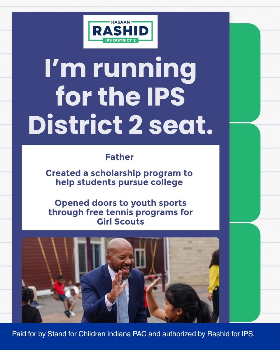 IndianaStand's tweet photo. IPS families deserve leaders who will listen, advocate, and do the work. Vote for Hasaan Rashid! 

https://t.co/U6h7LITOTB https://t.co/CDJKkK7eSe