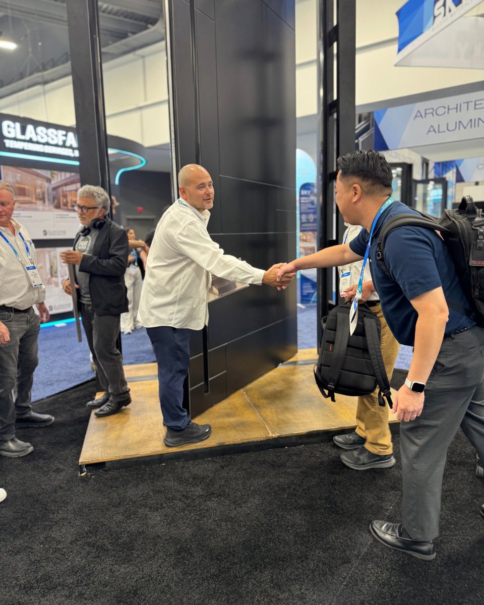 PandaWindows's tweet photo. A few moments from GlassBuild America 2026. ✨  

From conversations at the booth to connecting with industry professionals, it was a great week for the Panda team. 🤝  

We’re grateful for the conversations, connections, and inspiration that made this event memorable. 

#GlassBuild2026 #PandaWindowsAndDoors #GlassBuildAmerica #WindowsAndDoors