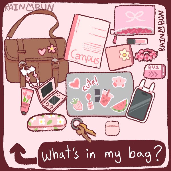 pinkflowerls's tweet photo. "What's in my bag?" https://t.co/pybluDJMcJ https://t.co/G2pFr1K3GY